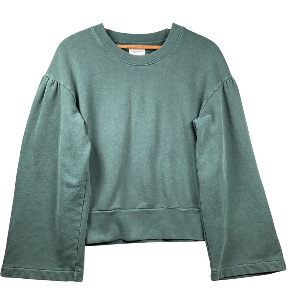 Madewell Karen Walker Sweatshirt Womens Medium Green Puff Sleeve Bell Cuff